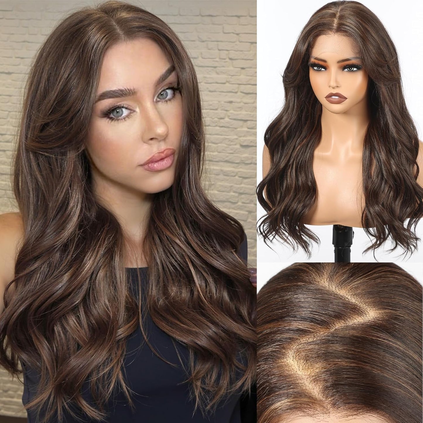 HD Lace Front Wig - 22 Inch Gray Long Wave Layered Synthetic Hair | Glueless Daily Wear for Women