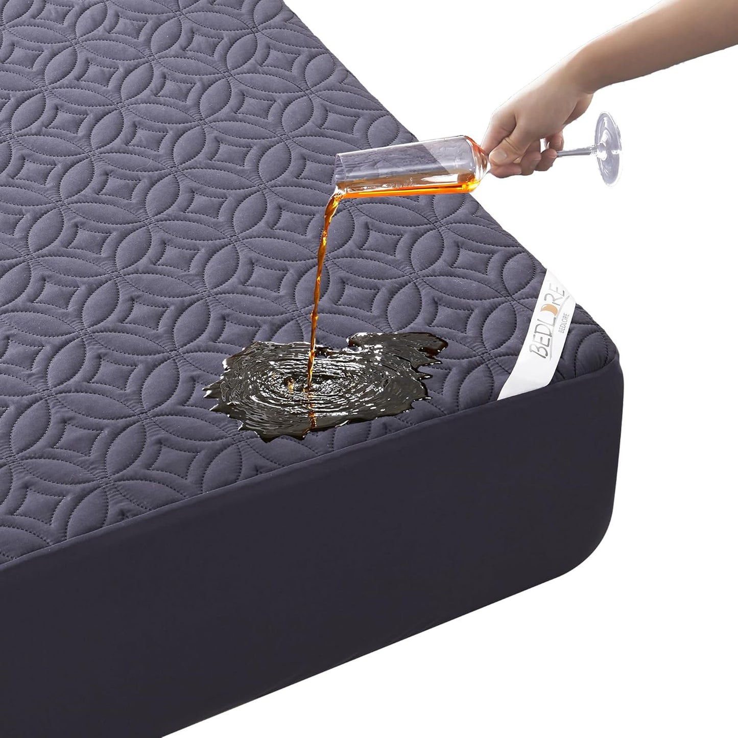 Waterproof Mattress Protector - Noiseless Queen Size Pad | Deep Pocket 6"-18" Depth, Soft & Breathable Gray Cover