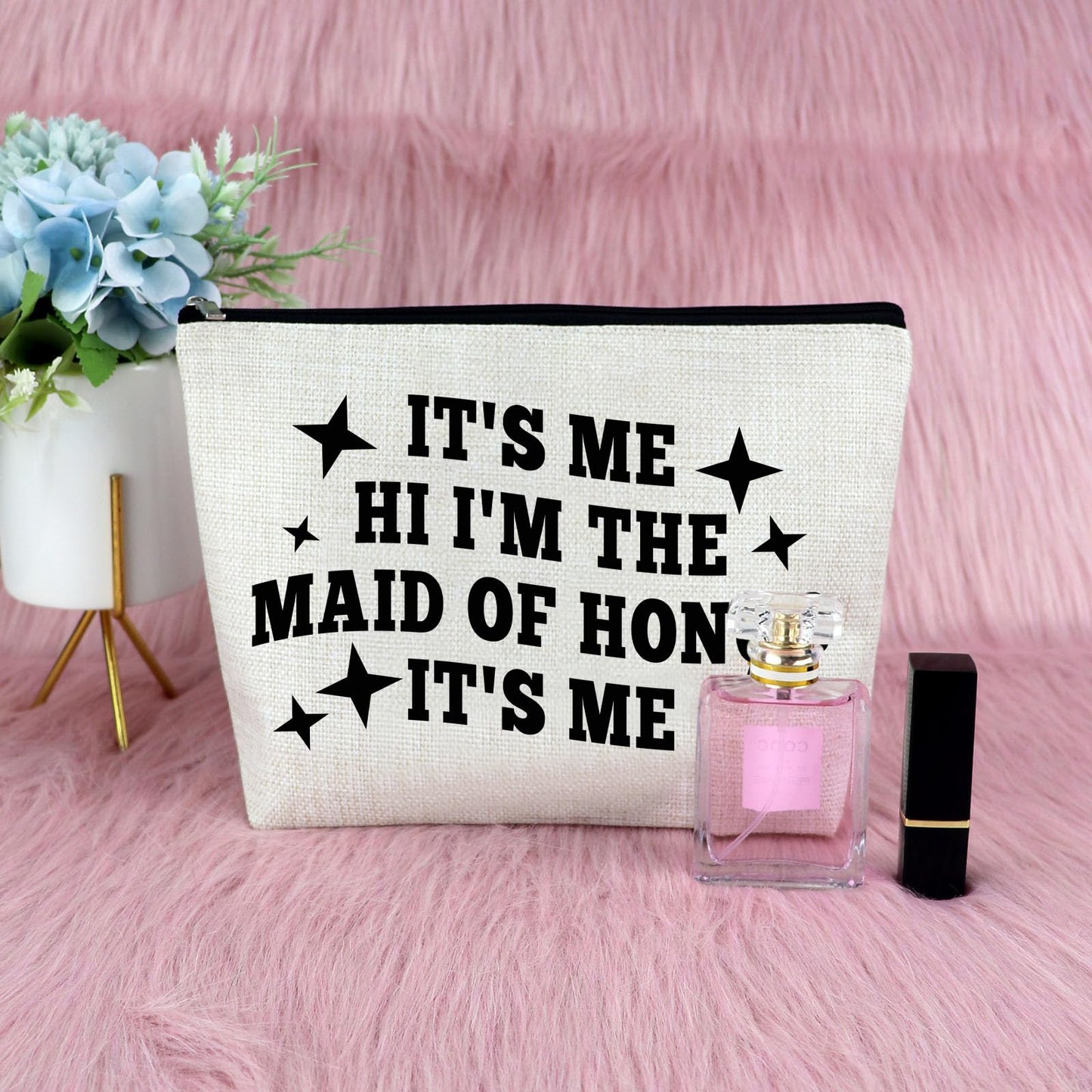 Maid of Honor Gift for Women Makeup Bag Bridesmaid Gift for Bestie Friend from Bride Bridal Shower Wedding Present for Bridesmaid Matron of Honor Bachelorette Present BFF Sister Proposal Keepsake