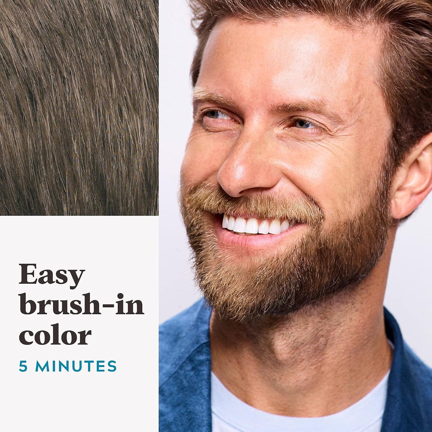 Just For Men Mustache & Beard Color | Gray Hair Beard Coloring with Keratin, Biotin & Aloe - Medium Brown M-35