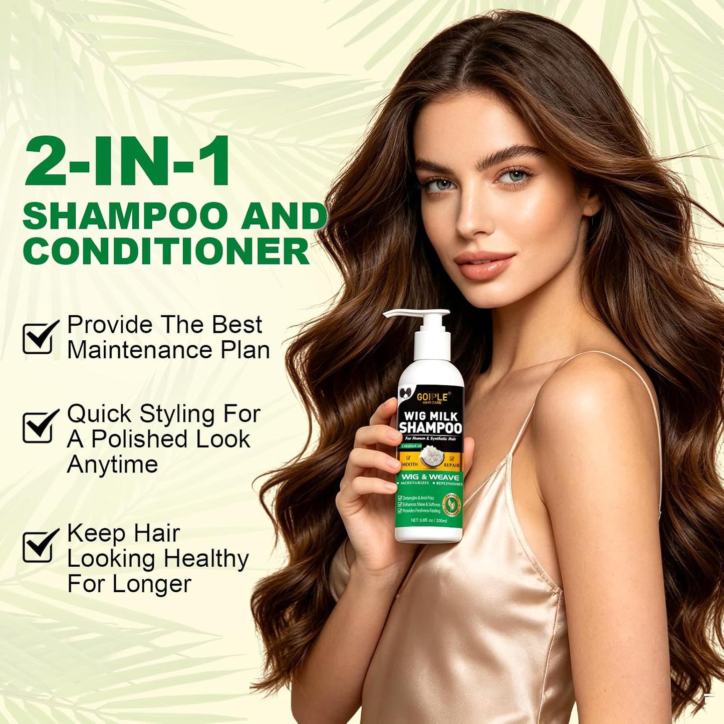 Wig Shampoo for Human & Synthetic Wigs - Detangle, Hydrate & Add Volume | Anti-Frizz Formula for Easy Combing