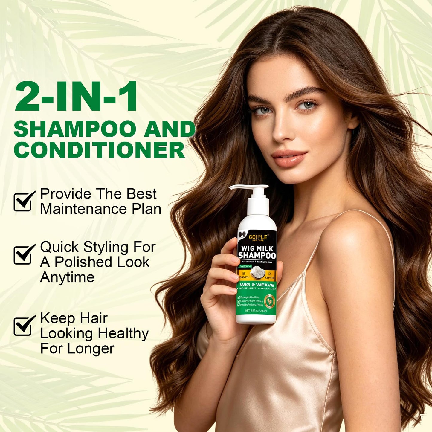 Wig Shampoo for Human & Synthetic Wigs Detangle and Anti-Frizz, Adds Body & Volume, Hydrates & Moisturizes, Promotes Silkiness & Shine, Easy Combing | Wig Shampoo for Synthetic Wigs Gently Cleanses