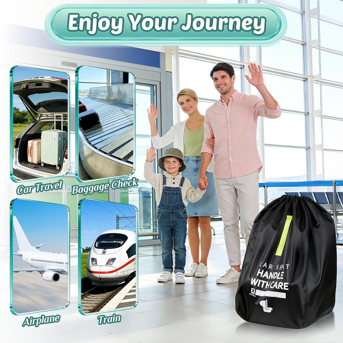 Car Seat Travel Bag for Airplane - Fits All Car Seats, Infant Carriers & Booster Seats | Essential Airplane Travel Gear