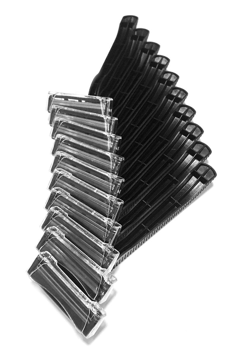 1,000 Box of Low-Cost Bullet Blades Black Razor Blades Disposable Stainless Steel Hospitality Quality Shavers High End Twin Blade Razors for Men and Women