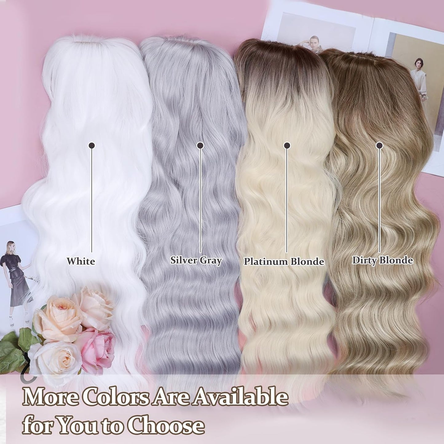 NAYOO Brown Wigs for Women - Long Curly Wavy Hair | Heat Resistant Synthetic Fiber, 24 Inches