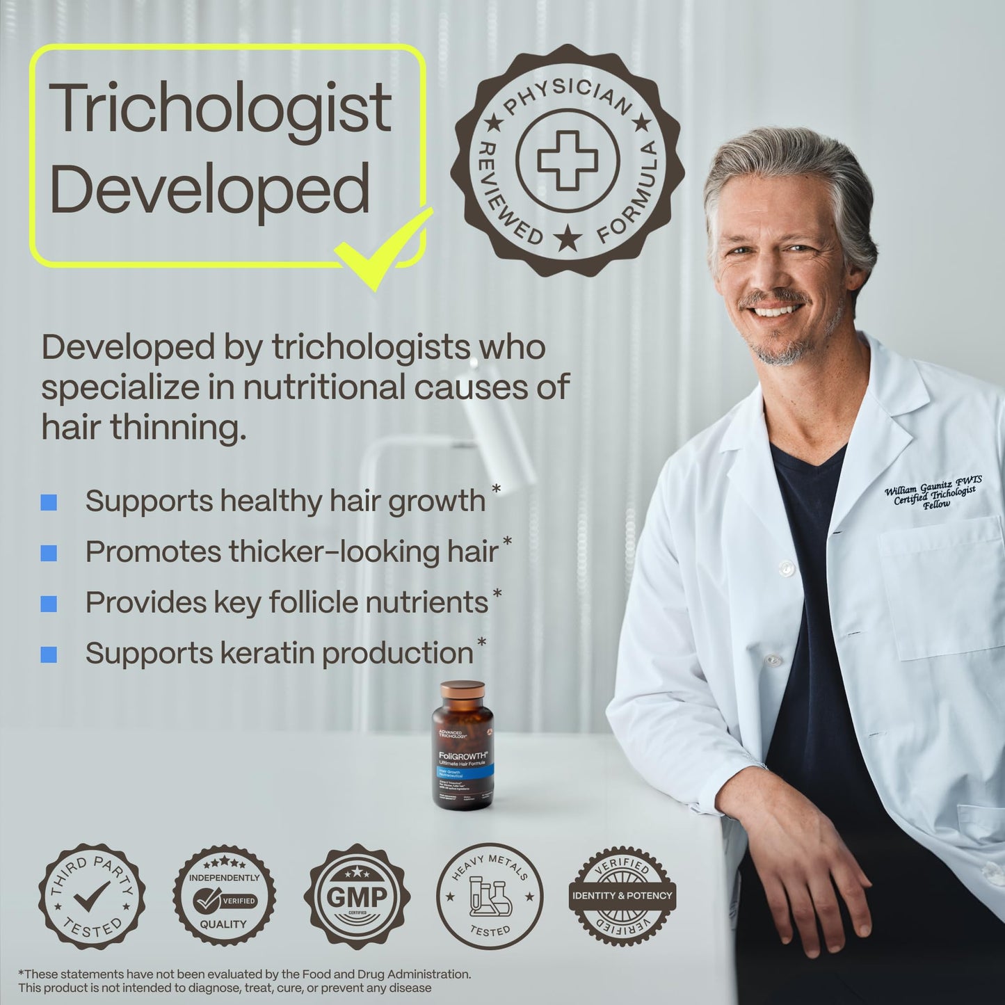 FoliGROWTH® Hair Growth Supplement for Women & Men | For Thicker, Fuller Hair | American Hair Loss Association Approved | Supports Thinning Hair