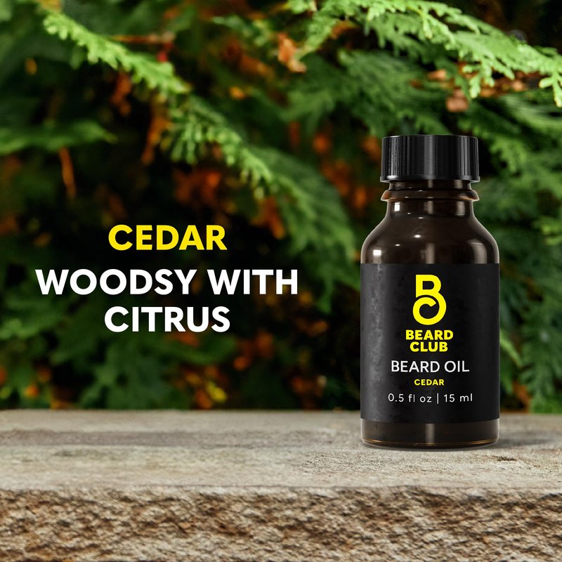 The Beard Club Premium Cedar Beard Oil for Men - Natural Castor & Almond Oils - Beard & Mustache Conditioner - Hydrates, Moisturizes, Softens & Soothes Skin - Strengthens Follicles (2PK)