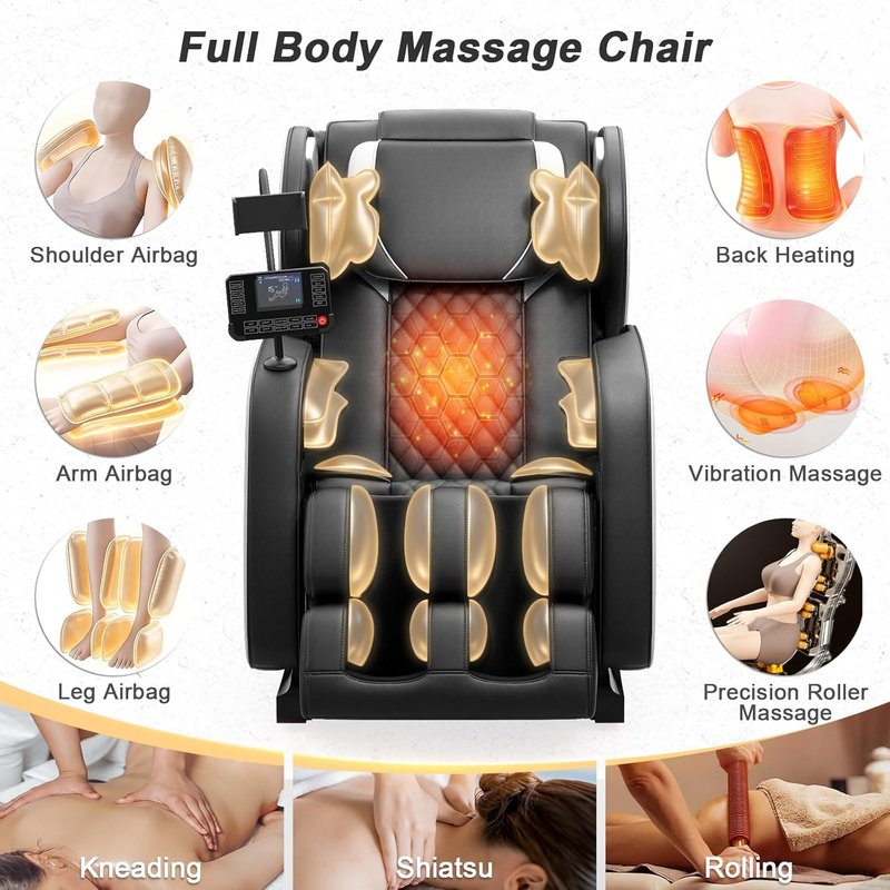 Megashock SL Track 2026 Full Body Massage Chair - Zero Gravity, Back Heat, 12 Rollers, Foot & Airbag Massage | Bluetooth Speaker for Home & Office