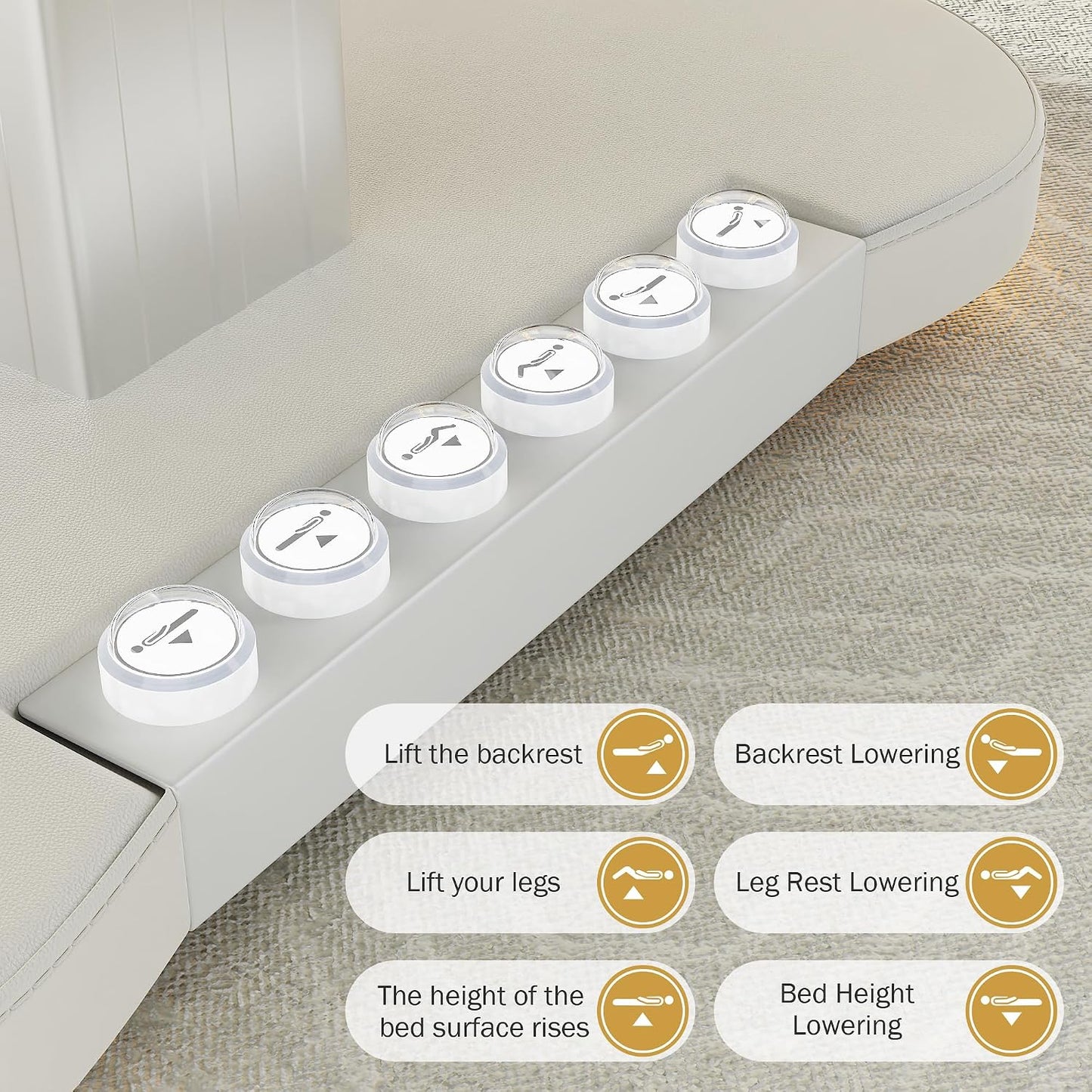 Electric Spa Table with LED Light - 3 Motor Adjustable Height, Backrest & Leg Support | White for Massage, Facial & Beauty Treatments