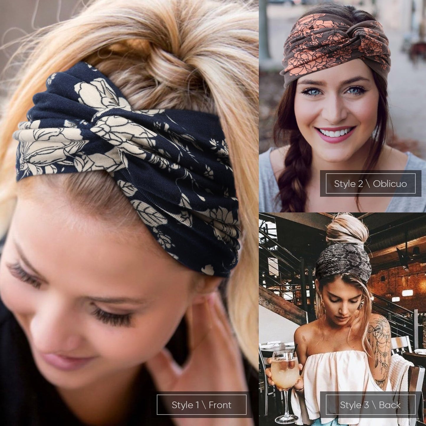 AQOKKA Extra Wide Headbands for Women Large Turban Headband Non Slip Boho Elastic Hairband Hair Twisted Knot Head Bands