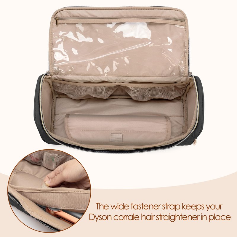 Yarwo Travel Bag Compatible with Dyson Airstrait/Corrale Hair Straightener and Attachments, Portable Flat Curling Iron Storage Case for Hot Hair Tools and Accessories, Black (Patent Pending)
