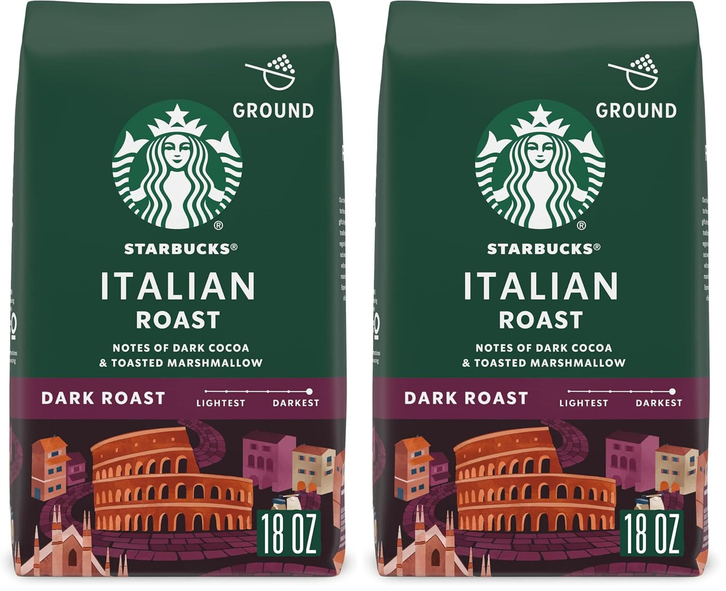 Starbucks Ground Coffee - Dark Roast Italian Blend | 100% Arabica, 18 oz Bag