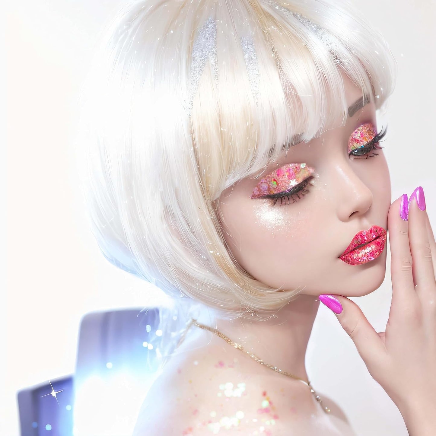 Pink Face & Body Glitter - Sparkly Hair & Makeup for Kids | Self-Adhesive Mermaid Glitter for Concerts & Halloween