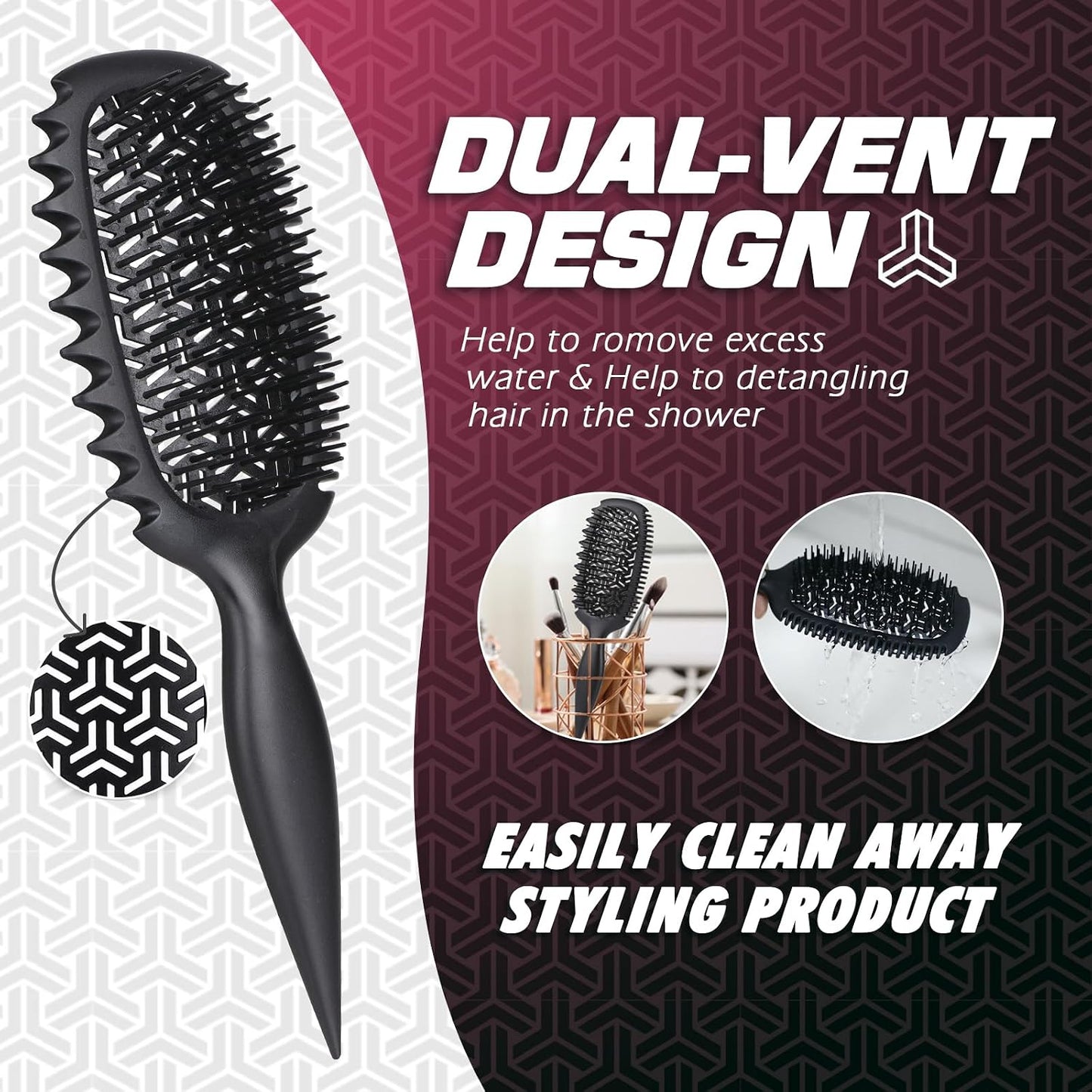 Curl Defining Hair Brush - Effortlessly Detangle & Style | Vented Design for Wet/Dry Hair