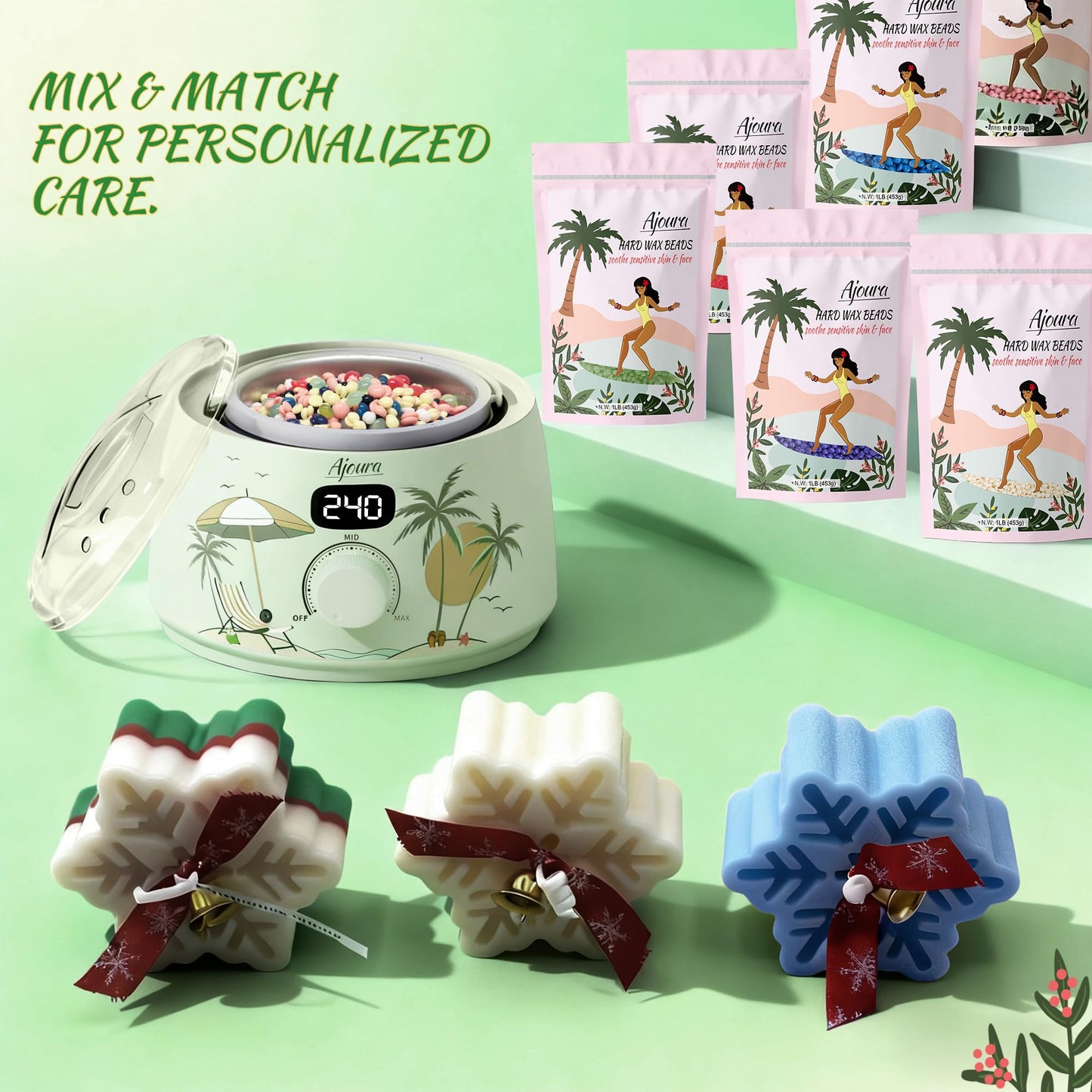 Ajoura Home Wax Warmer Kit for Waxing, Brazilian Sensitive Skin Hair Removal ,Women Men, Eyebrows, Bikini, Face, Armpit, Legs