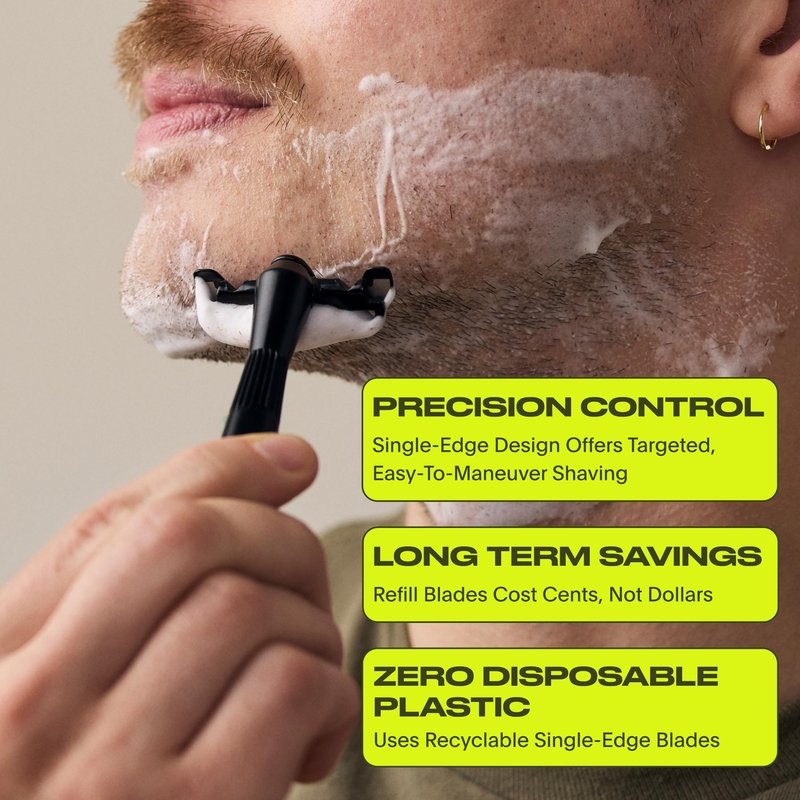 Leaf Shave | Thorn Razor, Mercury - All-Metal, Eco-Friendly Shaver for Men & Women; Includes 5 Stainless Steel Single-Edge Blades; Recommended for Face Shaving Coarser Hair