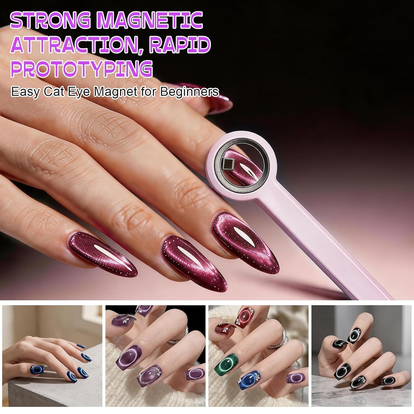 Cat Eye Nail Magnet Tool - 3 Pcs Ring-Shaped Design for Stunning Nail Art | Portable 2-in-1 Circle & Y Shape