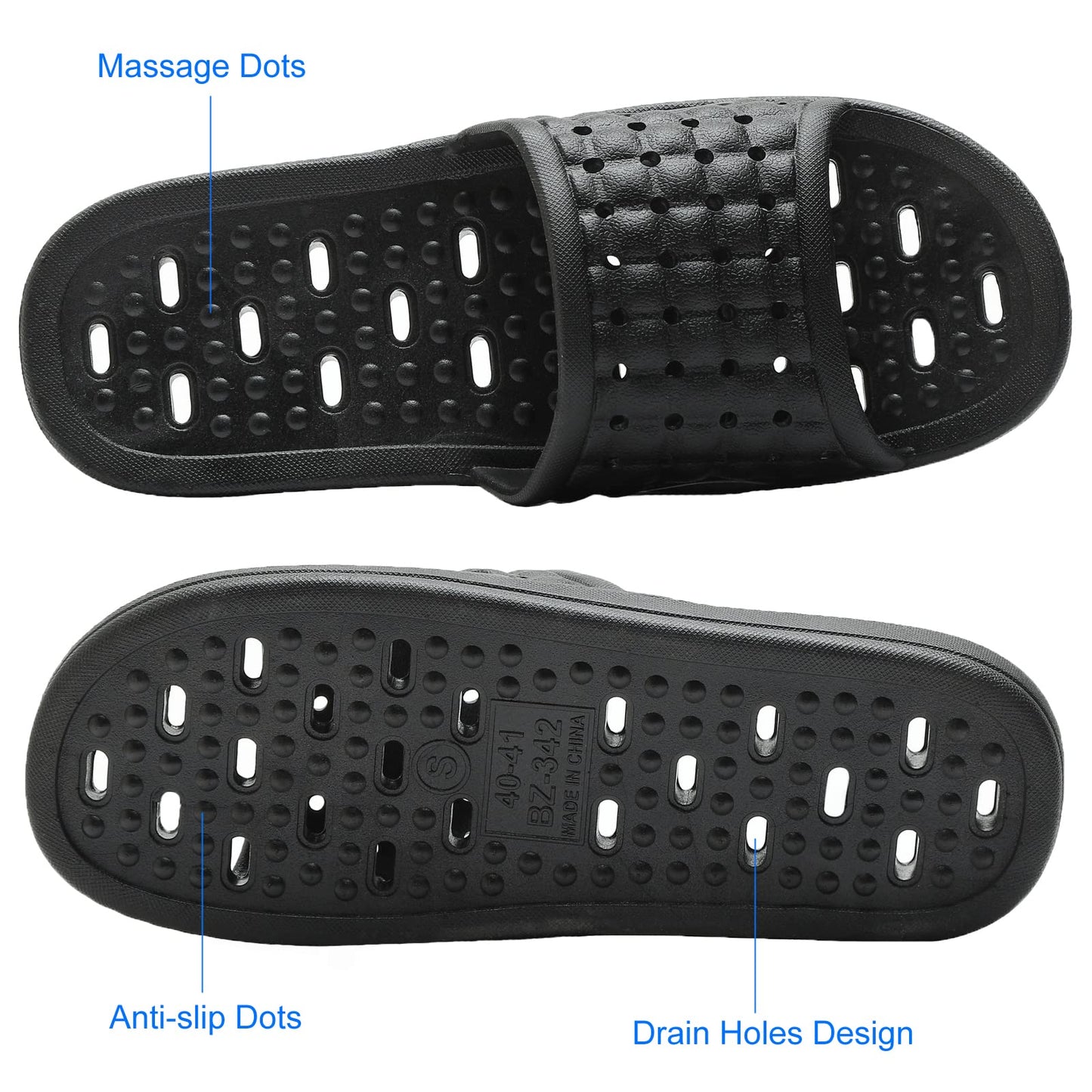 COZYAREA Shower Shoes Quick Dry Non-Slip Bathroom Slippers for Men Women Dorm Home Slides