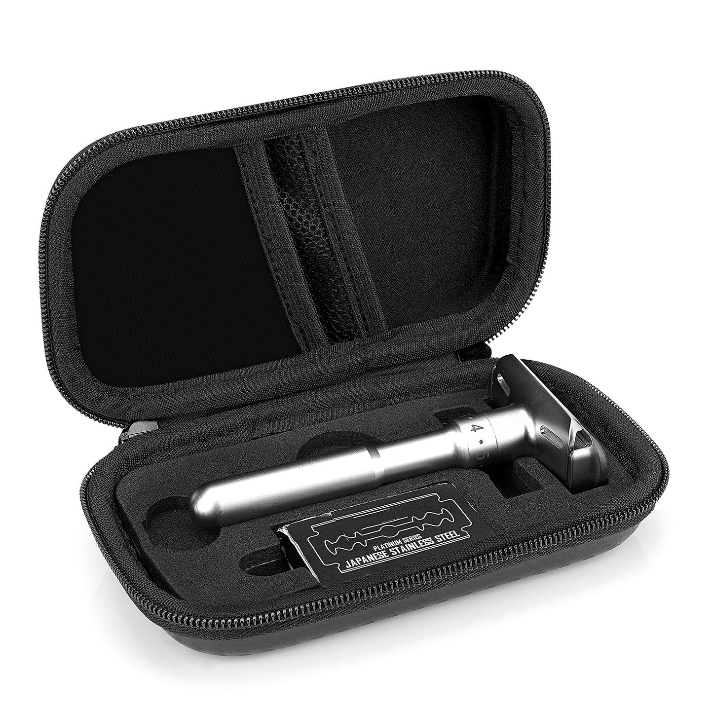 Linkidea Hard Shell Travel Case with Shaving Kit Storage for Short/Long Handled Razor Blades and Attachments - Compatible with Double Edge Safety Razors