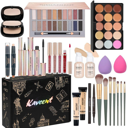 Makeup Set for Women | Complete Makeup Kit with Eyeshadow Palette, Lip Gloss & Foundation - Perfect Gift for Teens