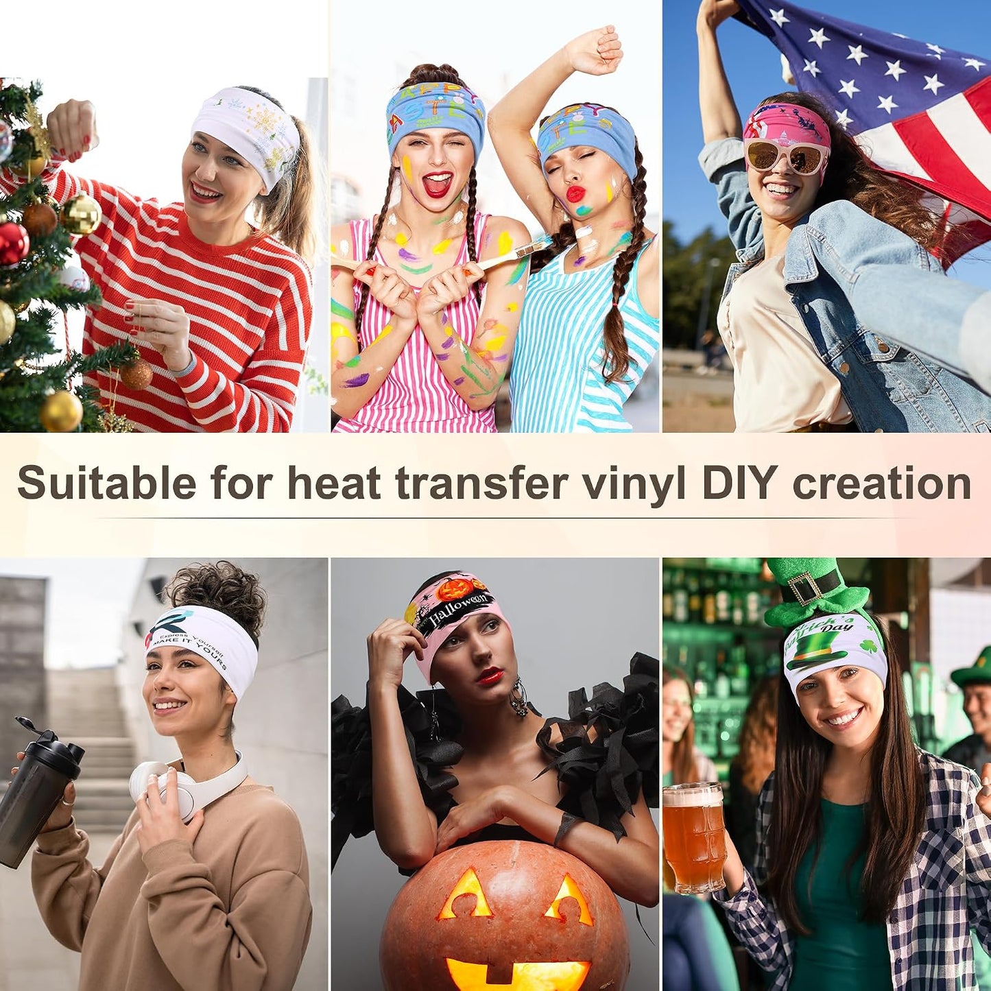 Wide Cloth Headbands for Women - 7PCS Soft & Stretchy Hair Bands for Workout, Yoga & Daily Wear
