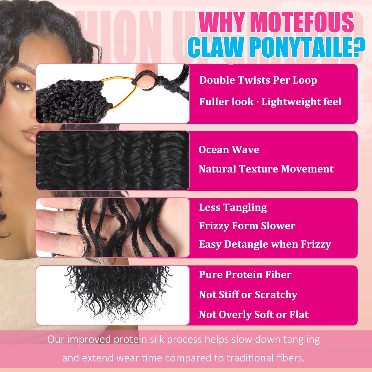 Pre Looped Ocean Wave Crochet Braids Pure Protein Close to Human Hair Boho Ocean Braids Pre Twisted Deep Wavy Crochet Hair for Black Women