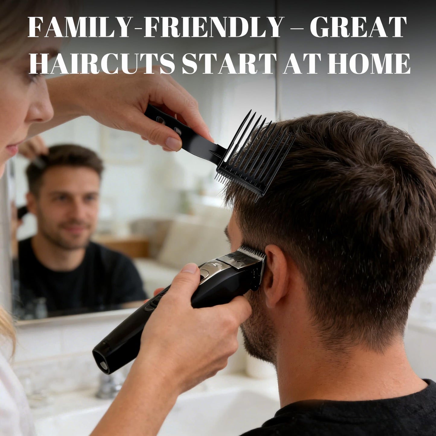 4-in-1 Detachable Blend Friend Fade Comb Set, Snap-on Interchangeable Barber Fade Comb, Pro Hair Cutting Tools for Fade, Taper & Blend, Compatible with All Hair Clippers for Home Salon for Men (Black)