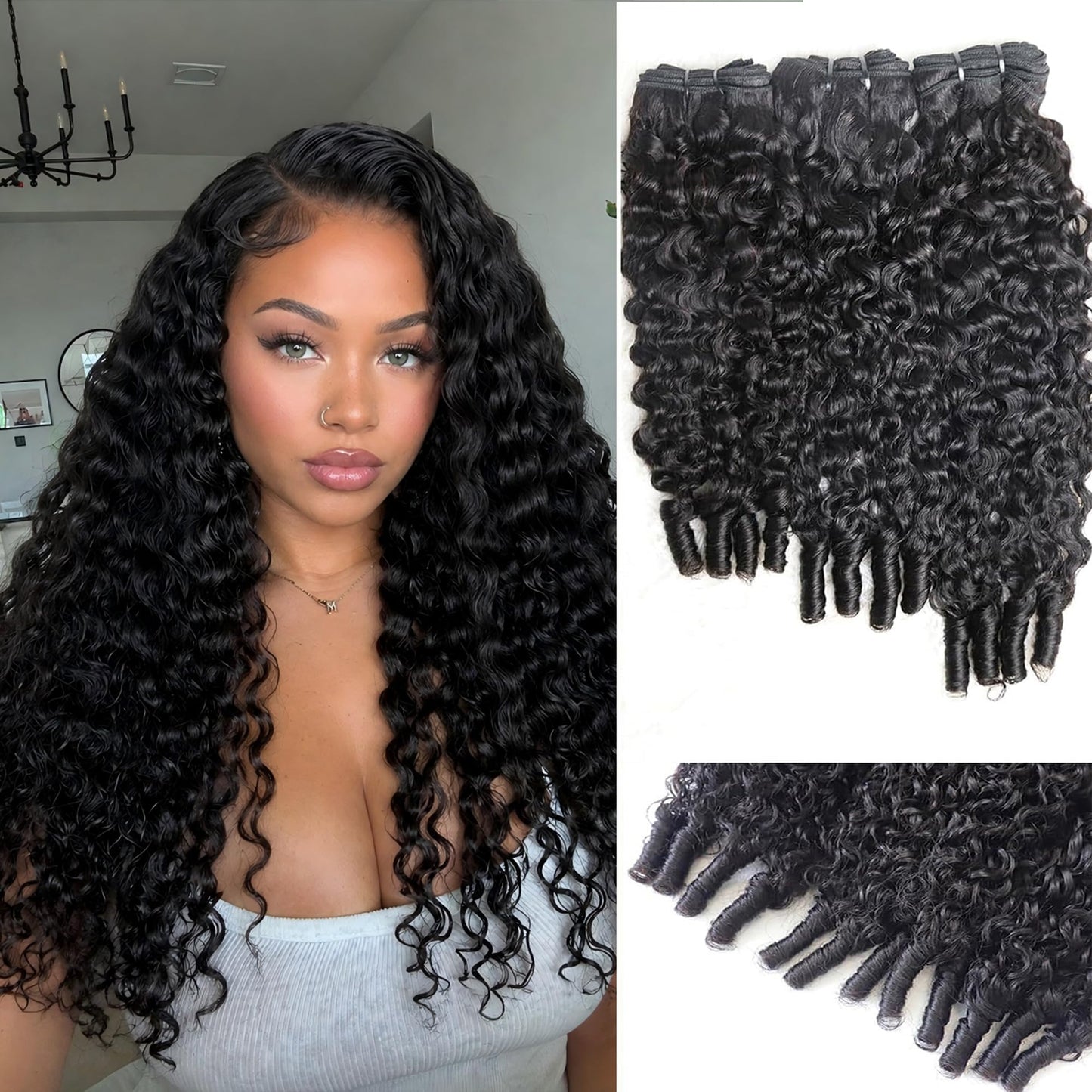 20 22 24 Inch Burmese Curly Human Hair Bundles 3C4A Water Wave 100% Unprocessed Virgin Hair Double Weft Quick Weave Extensions for Women Natural Color (Only 3 Bundles without Closure)