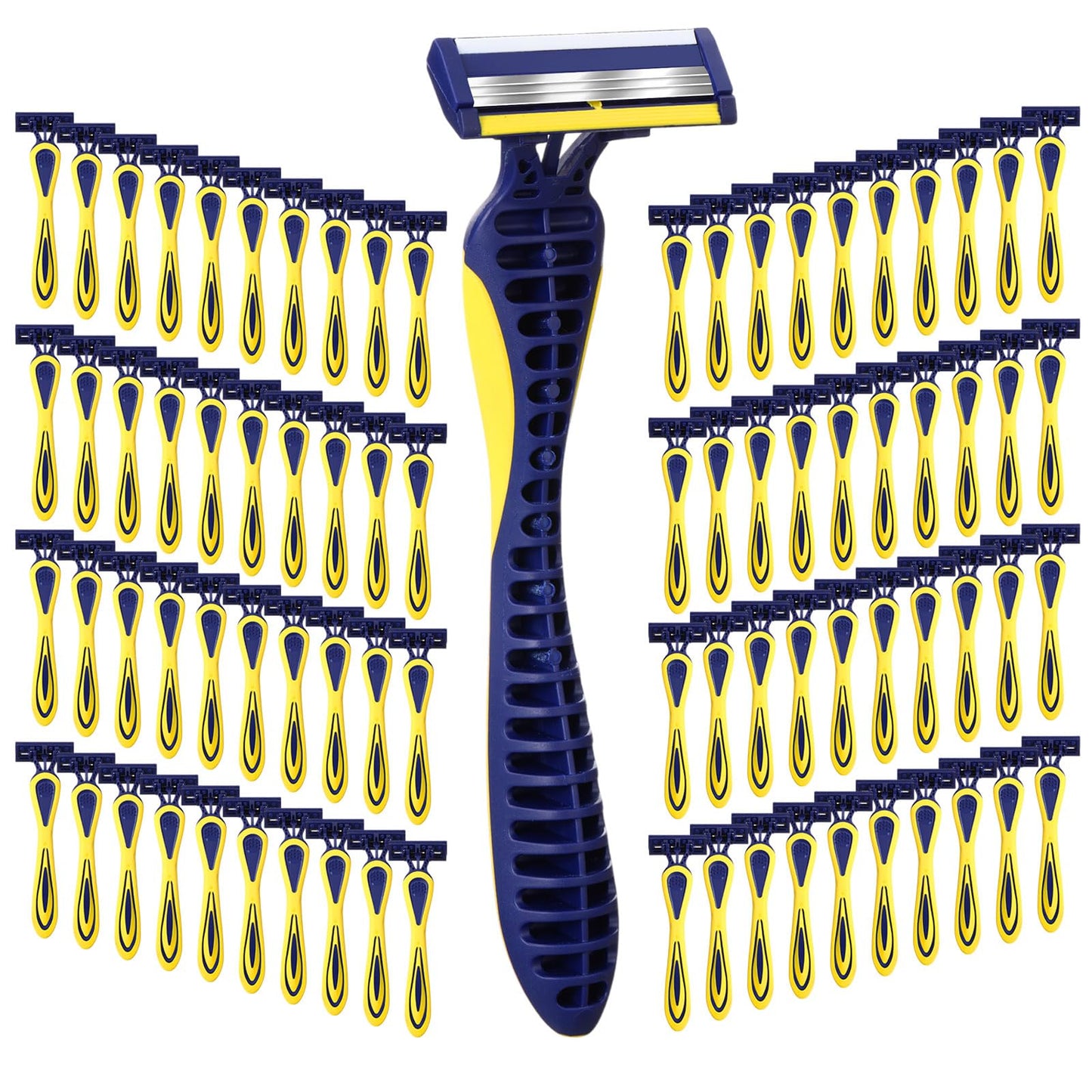 Leriton 80 Pcs Men's Disposable Razors Bulk 3 blade Disposable Razors Set Sensitive Skin Razor for Men Travel Razors Disposable Head Razor for Hotel Saunas Spa Donations Collective Use Daily