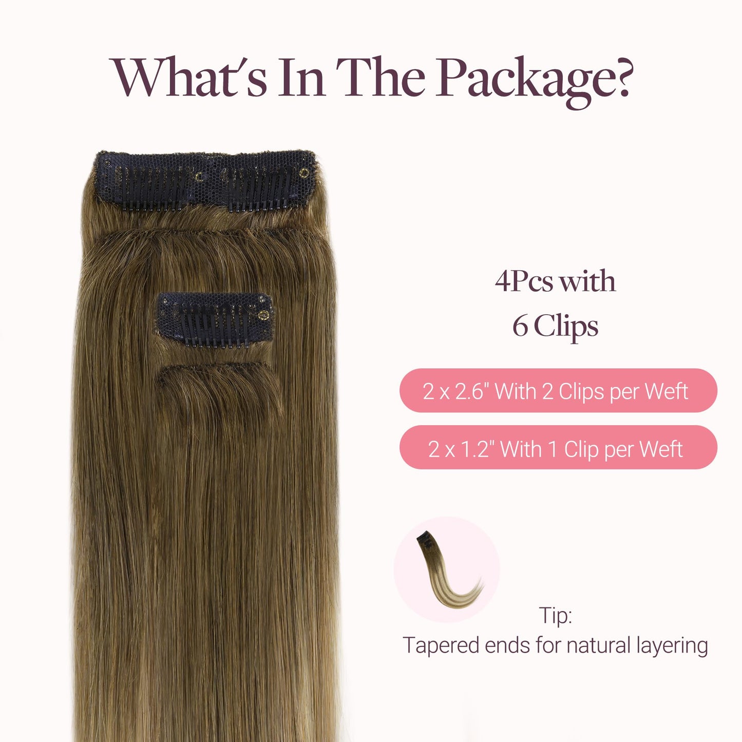 GOO GOO Scalp Hair Fill Ins, Clip in Hair Extensions, Human Hair Pieces for Women With Thinning Hair, 16/22 Light Blonde Highlighted Golden Blonde, 14inch 30g 4Pcs