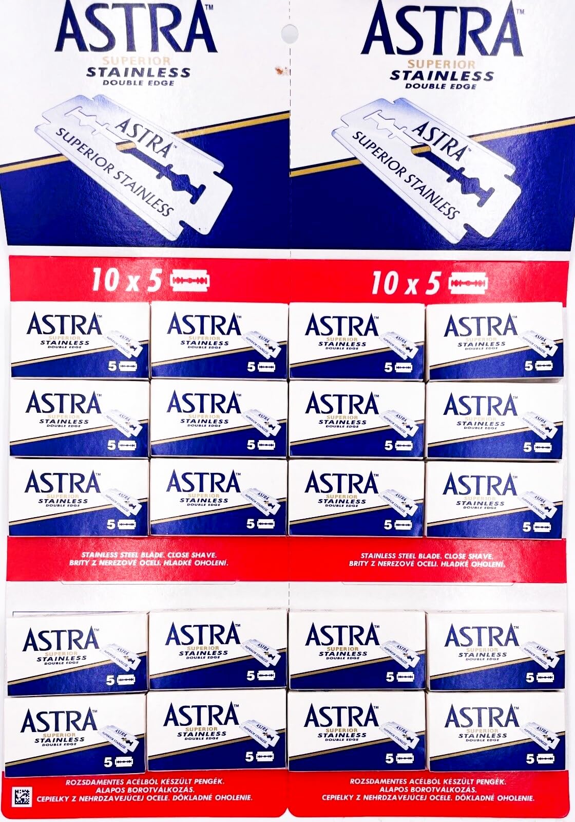Astra Stainless, Double Edge Razor Blades, 100 pieces