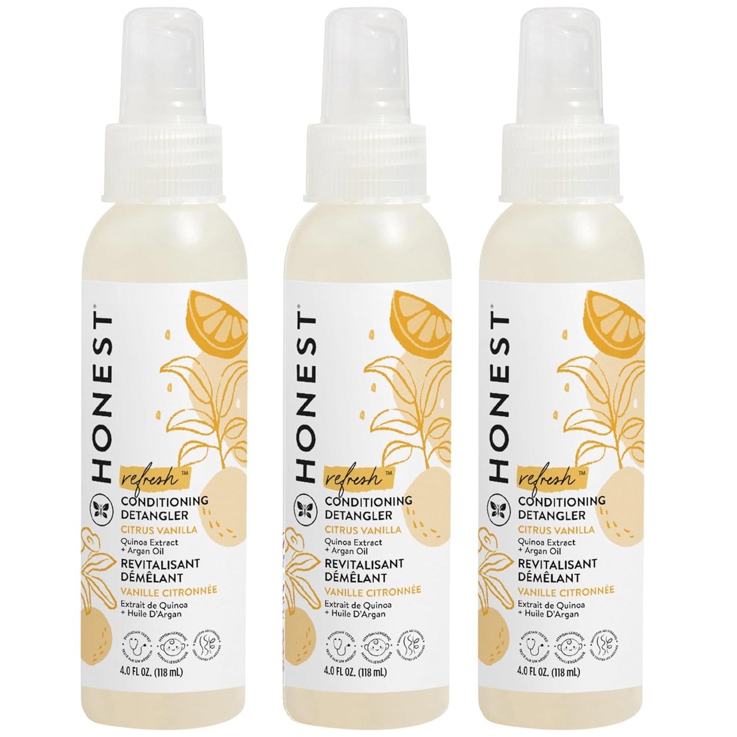 Conditioning Hair Detangler Spray - Tear-Free, Hypoallergenic Leave-In Conditioner | Citrus Vanilla, 4 fl oz