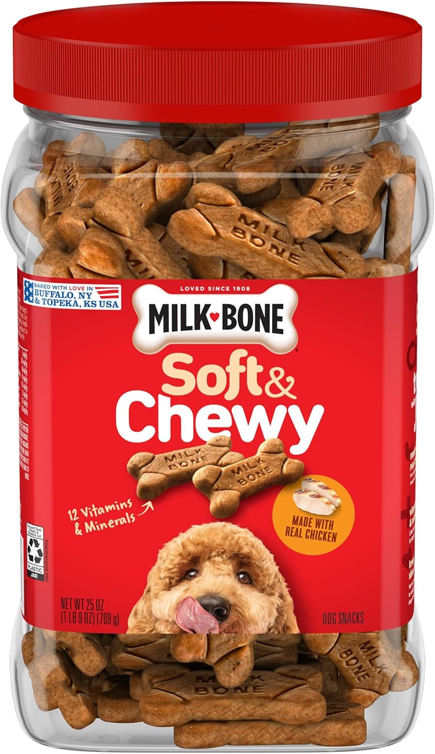 Milk-Bone Soft & Chewy Dog Treats - Real Beef & Filet Mignon Flavor | 25 Ounce Canister