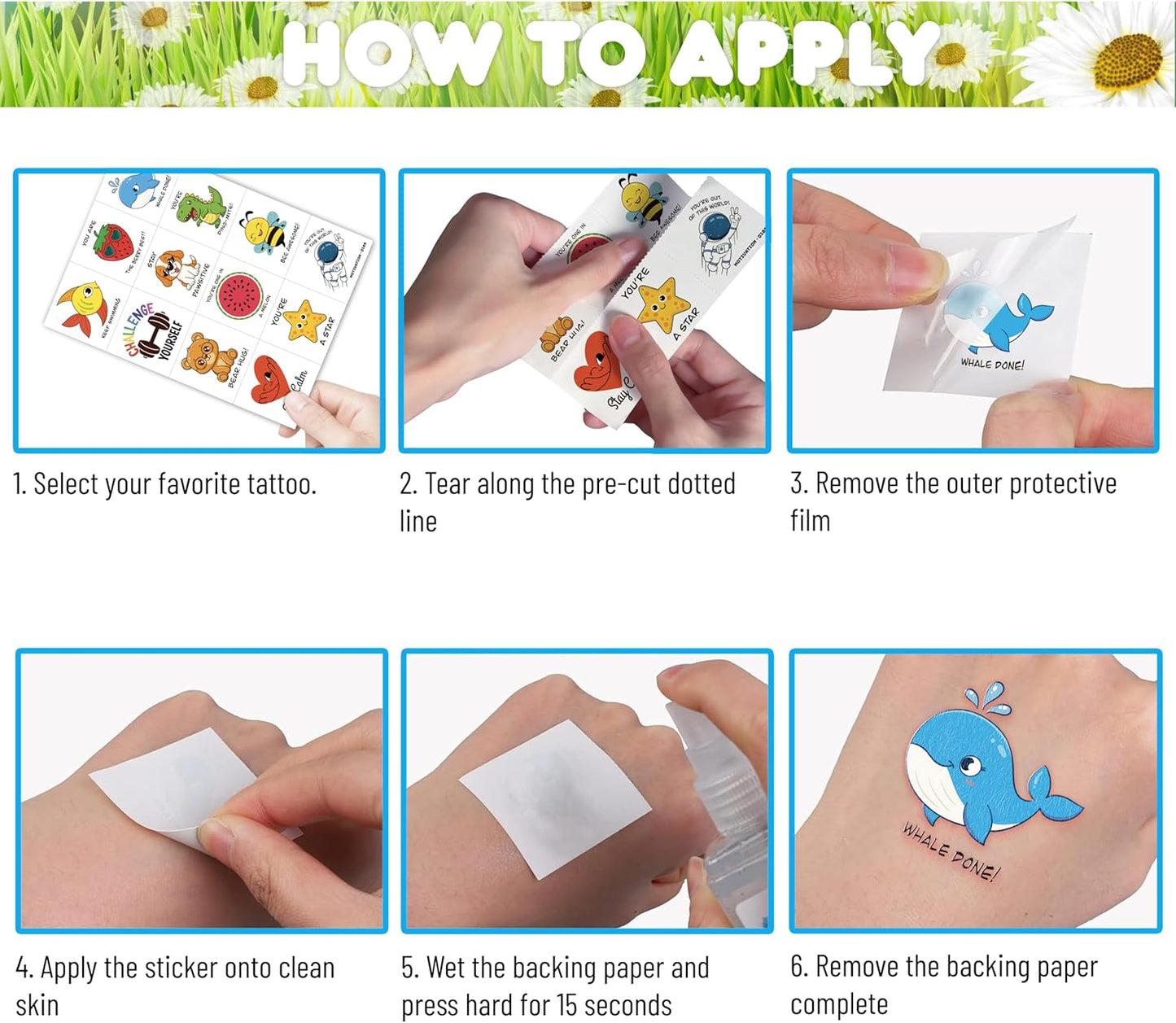 Motivational Temporary Tattoos for Kids - 96 PCS Cute Inspirational Party Favors | School Rewards & Gifts