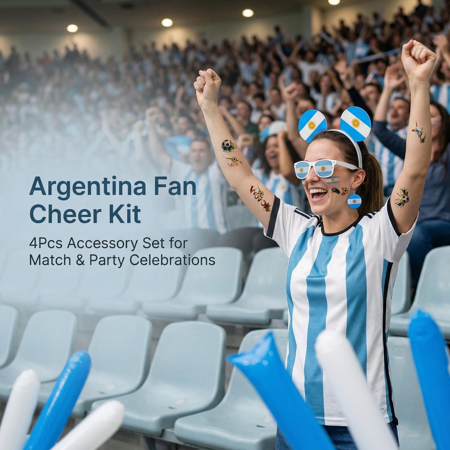 Maillarden 2026 World Cup Party Fan Accessories Set, Includes Headbands, Earrings, Tattoo Stickers and Novelty Glasses