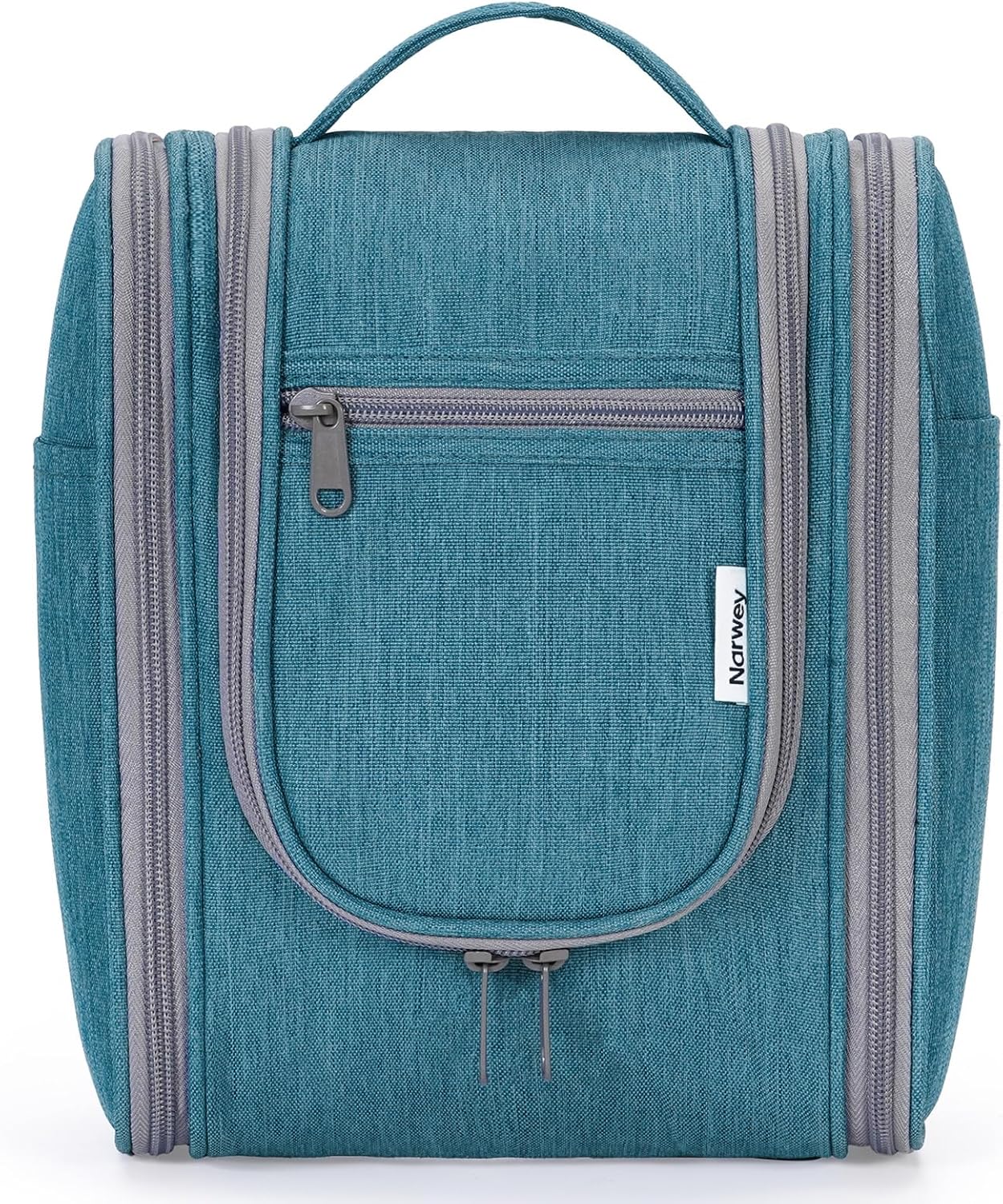 Narwey Travel Toiletry Bag - Small Striped Makeup Organizer for Women | Mint Green Stripe