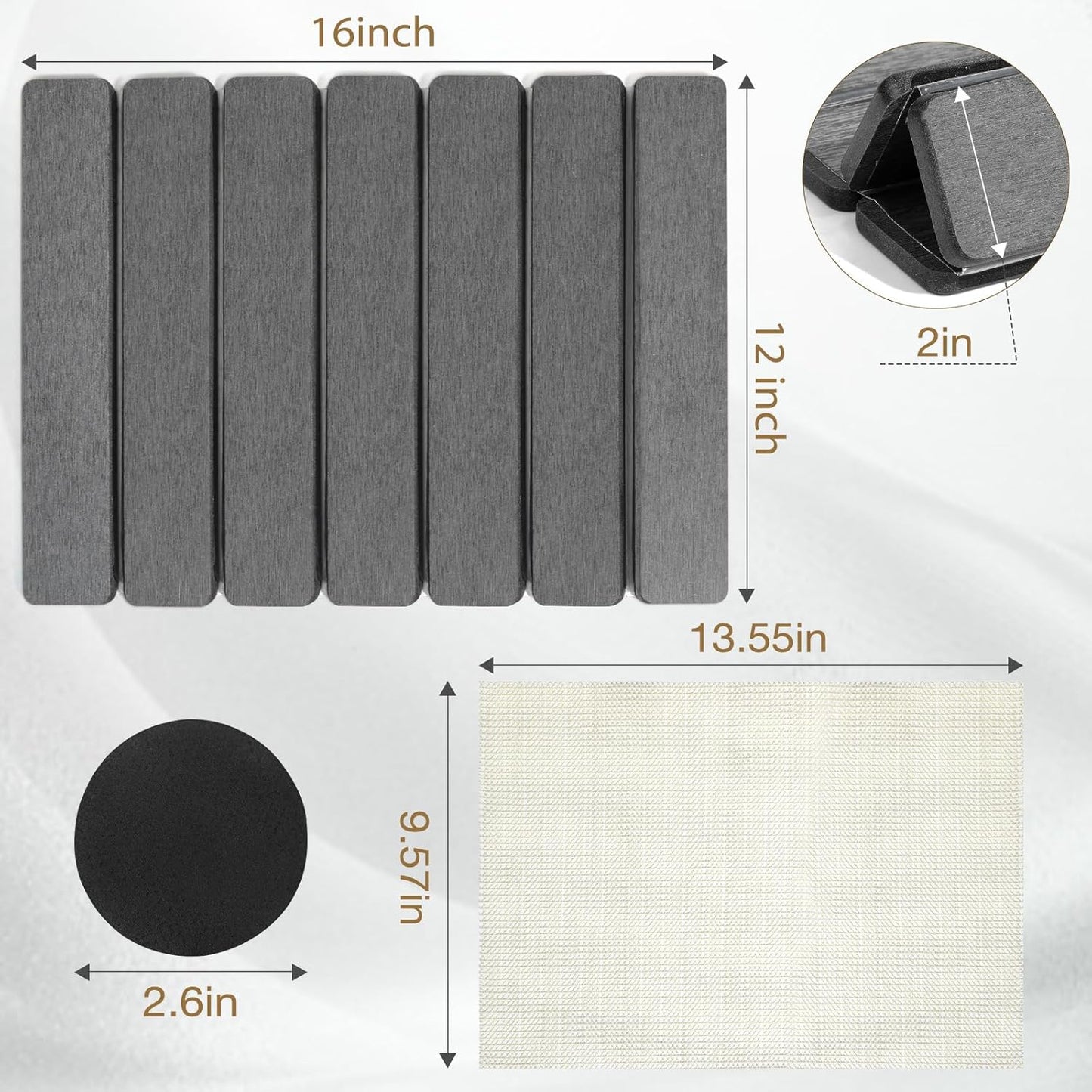 Stone Drying Mat - Quick Dry Diatomaceous Earth Dish Mat for Kitchen | 16" x 12" Foldable Pad
