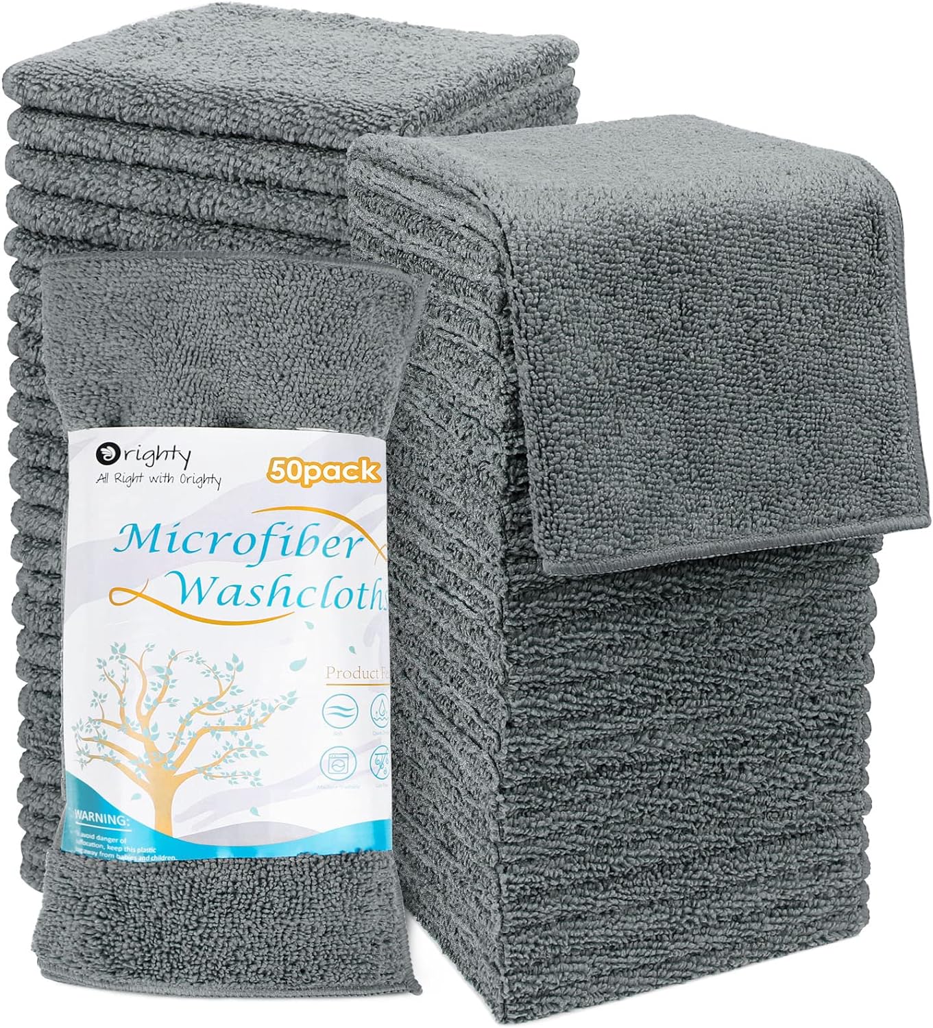Microfiber Washcloths 20 Pack - Soft, Quick-Dry Face & Hand Towels for Travel, Gym, Spa | 11.5"x11.5", Black