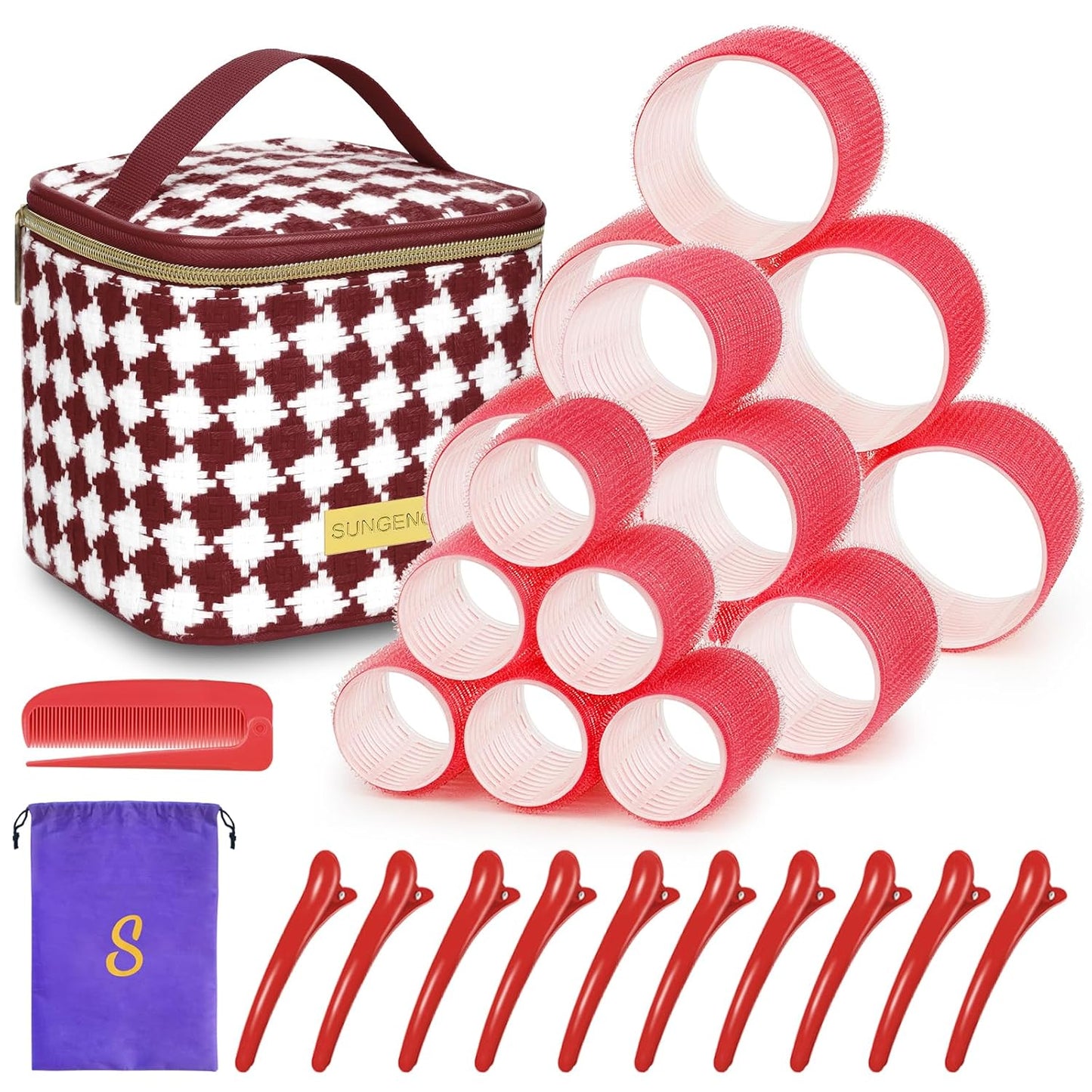 Hair Roller Set - 18 Pcs Curlers with Clips & Comb for DIY Hairstyles | 3 Sizes Included