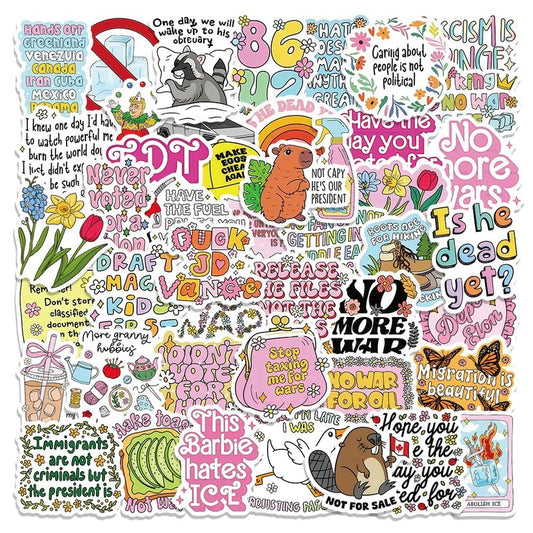60Pcs Anti Tr××p Stickers, No Kings in America Funny Political Vinyl Decals - Not My President, Anti-War & Progressive Activist Stickers for Bumper, Water Bottles, Tumblers, Laptops, Window