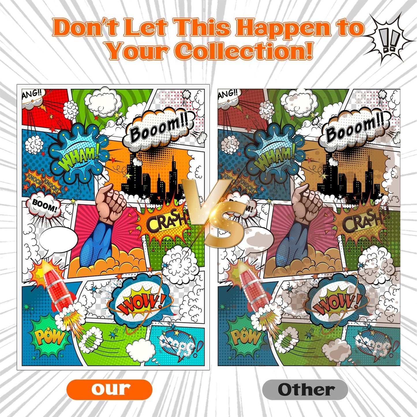 50 Pack Comic Book Bags and Boards Set 7.25x10.5 Inch Self-Sealing Bags with Archival Boards for Long-Term Storage & Protection
