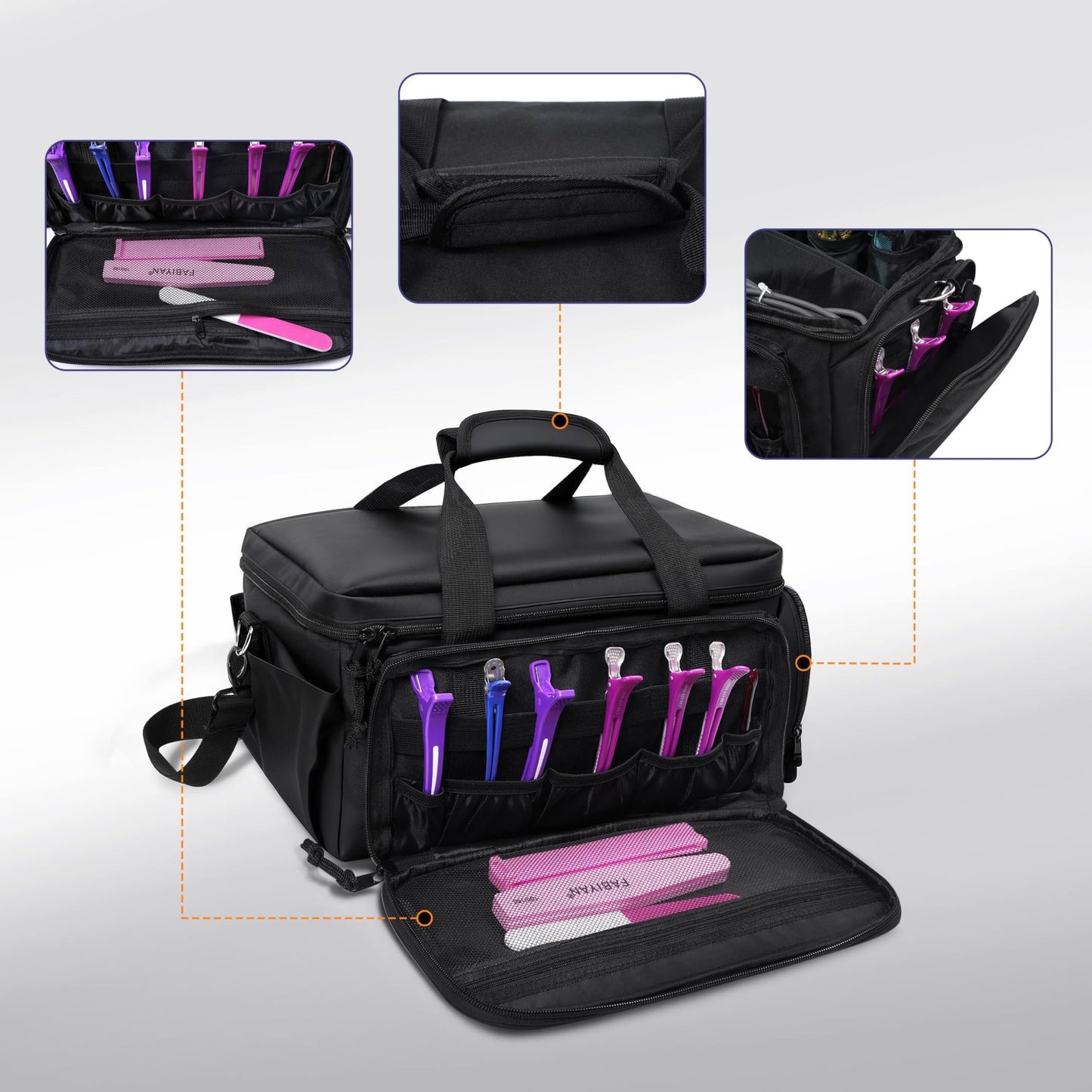 Barber Supplies Bag Protable &Multiple Pockets,Soft Than Barber Case, Large Capacity Hairdresser Bag with Adjustable Dividers,Professional Hairdressing Equipment Beauty Salon Tool Travel Storage Case
