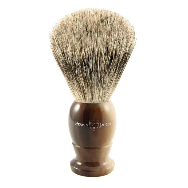 Edwin Jagger 5EJ872 Extra Large Best Badger Shaving Brush, Imitation Light Horn for use with Shaving Cream or Soap for Men