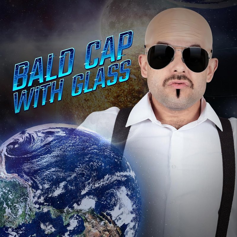 Bald Caps for Men & Women - Nylon Makeup Wig Cap with Glasses | Cosplay Costume Accessory