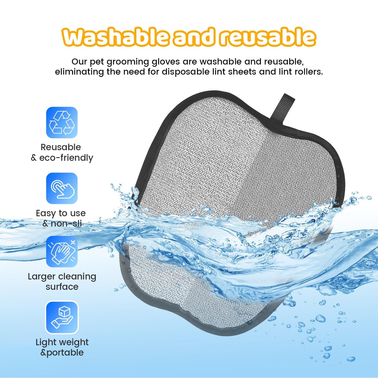 Pet Hair Removal Glove for Dogs & Cats, Sankell Upgraded Reusable Electrostatic Pet Hair Remover Glove, Magic Brush Mitt Tool for Couch, Furniture, Bed, Clothing, Carpet, Car Seat