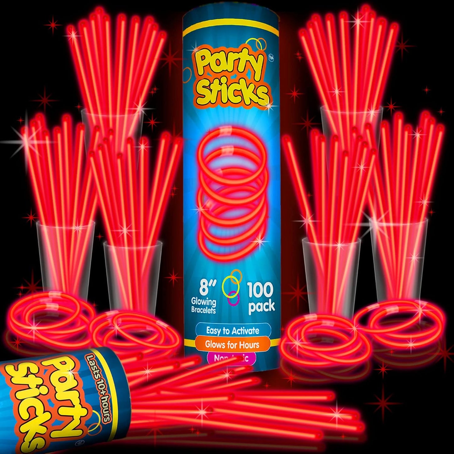 Glow Sticks Party Supplies - 100pk 8-Inch Glow in the Dark Light Up Sticks | Neon Party Favors & Decorations