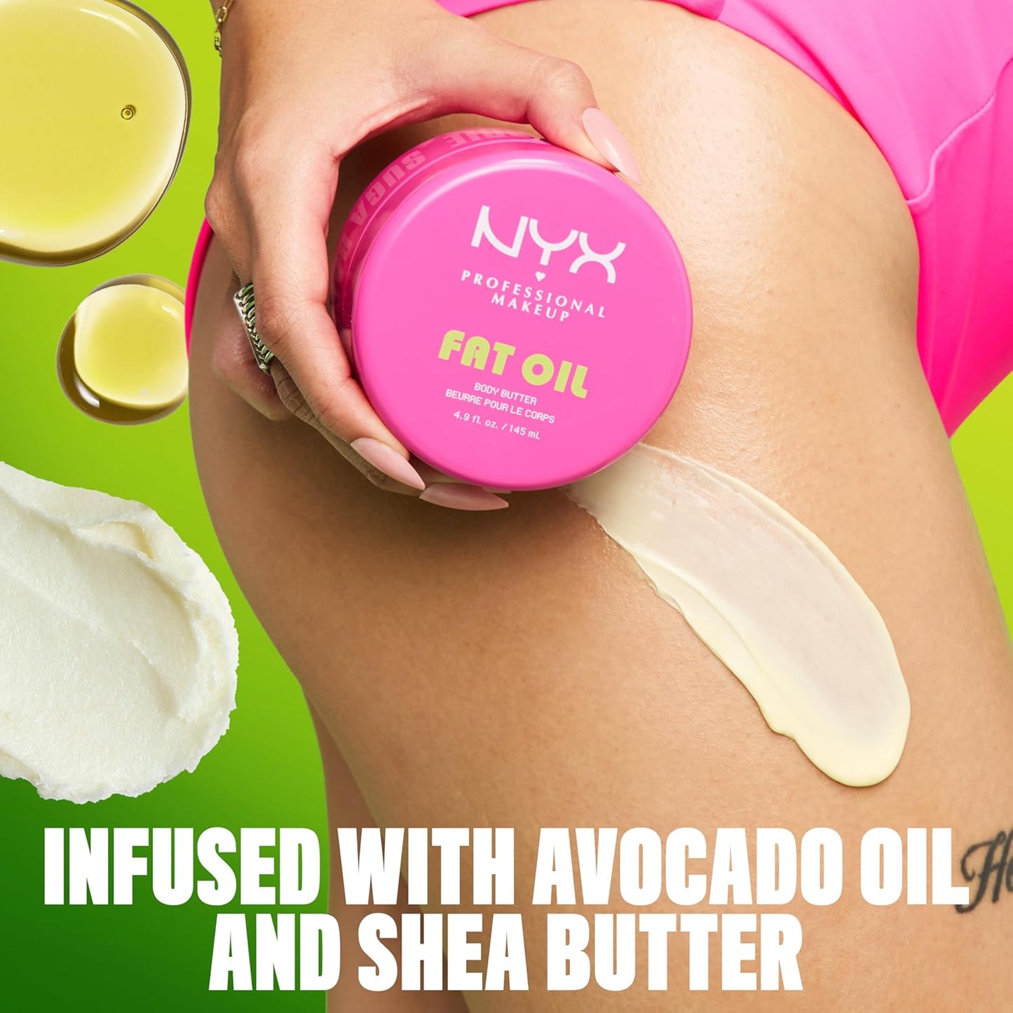 NYX Fat Oil Body Butter - Vanilla Scented Cream with Avocado Oil & Shea Butter | 24 HR Hydration, Vegan, Whipped Formula