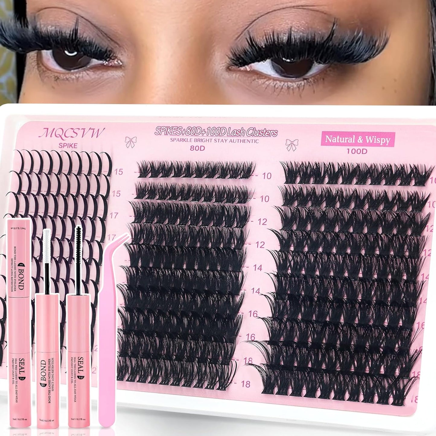 Lash Clusters - 80D & 100D Long 10-21mm Eyelash Extensions Kit | Wispy Thick Volume 300pcs Individual Lashes