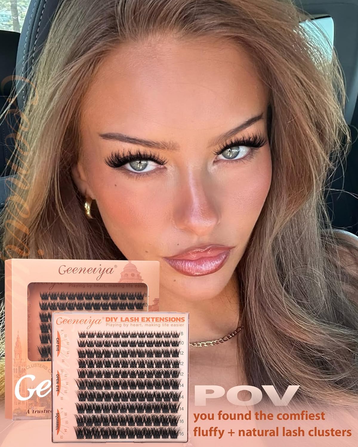 Fluffy Lash Clusters - 3D C Curl Eyelash Extensions for Salon-Quality Lashes | 8-16mm Natural Length