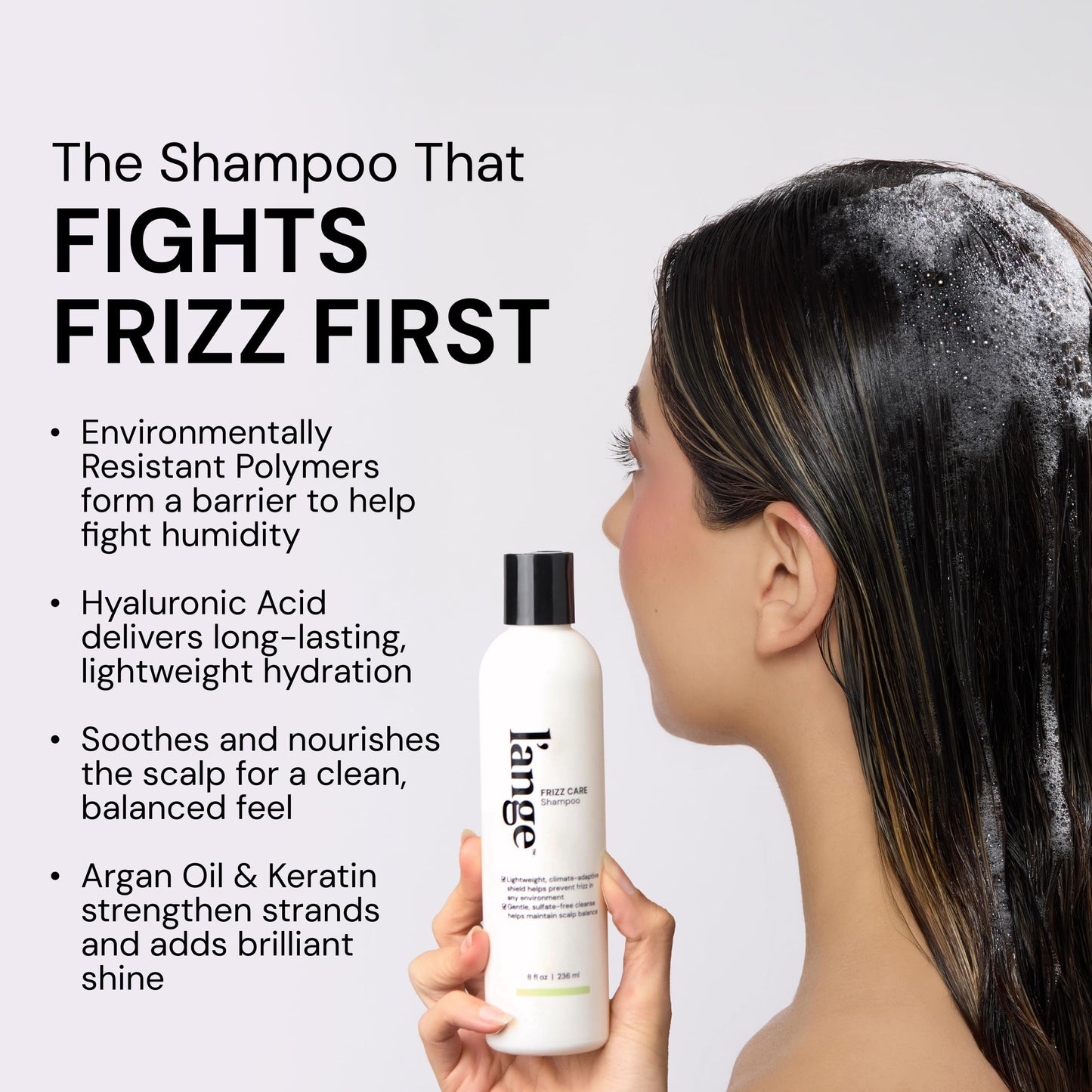 L’ANGE HAIR Frizz Care Smoothing Shampoo - Smoothing and Detangling Formula for Dry, Damaged & Frizzy Look - Sulfate Free, Frizz Control Shampoo for Soft, Polished and Manageable Hair - 8 Fl Oz